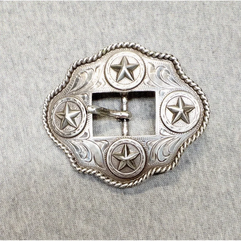 Silver Texas Star Center Bar Belt Buckle 3